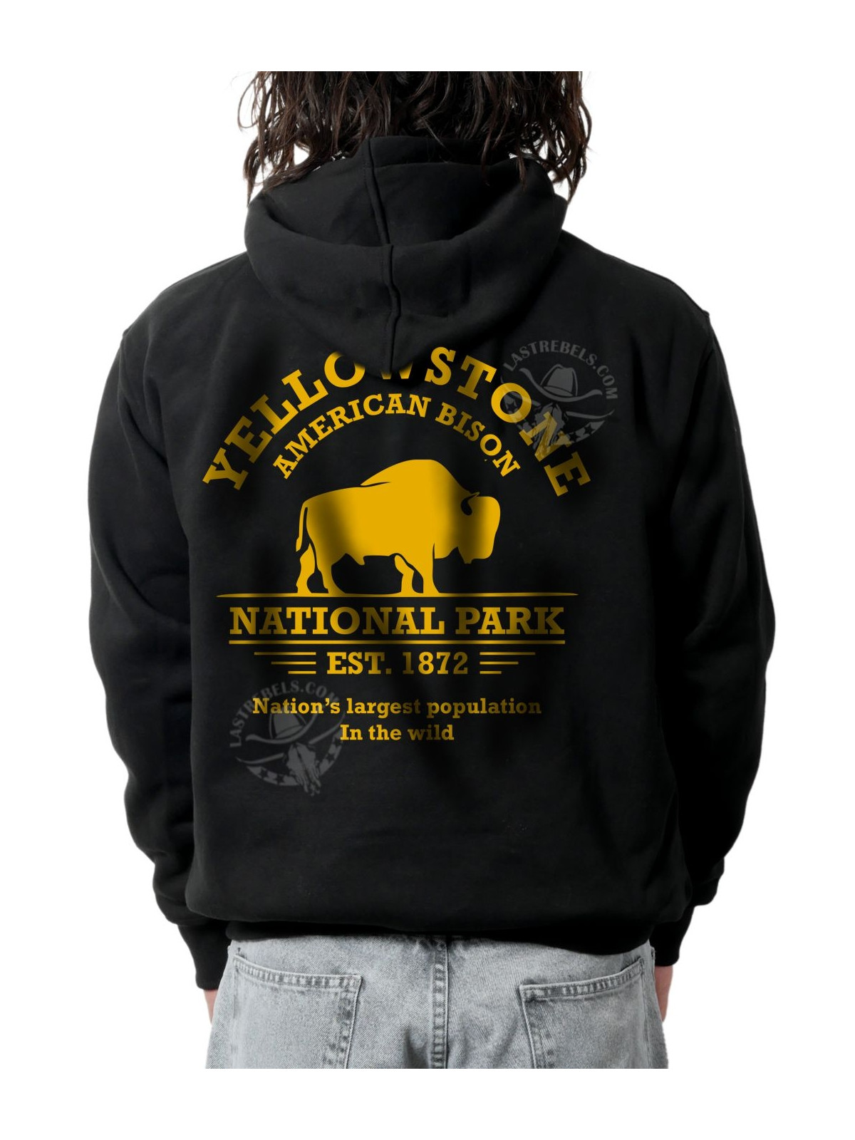 Sweat zippé danse-country homme Yellowstone & bisons – LAST REBELS - Impression dos
