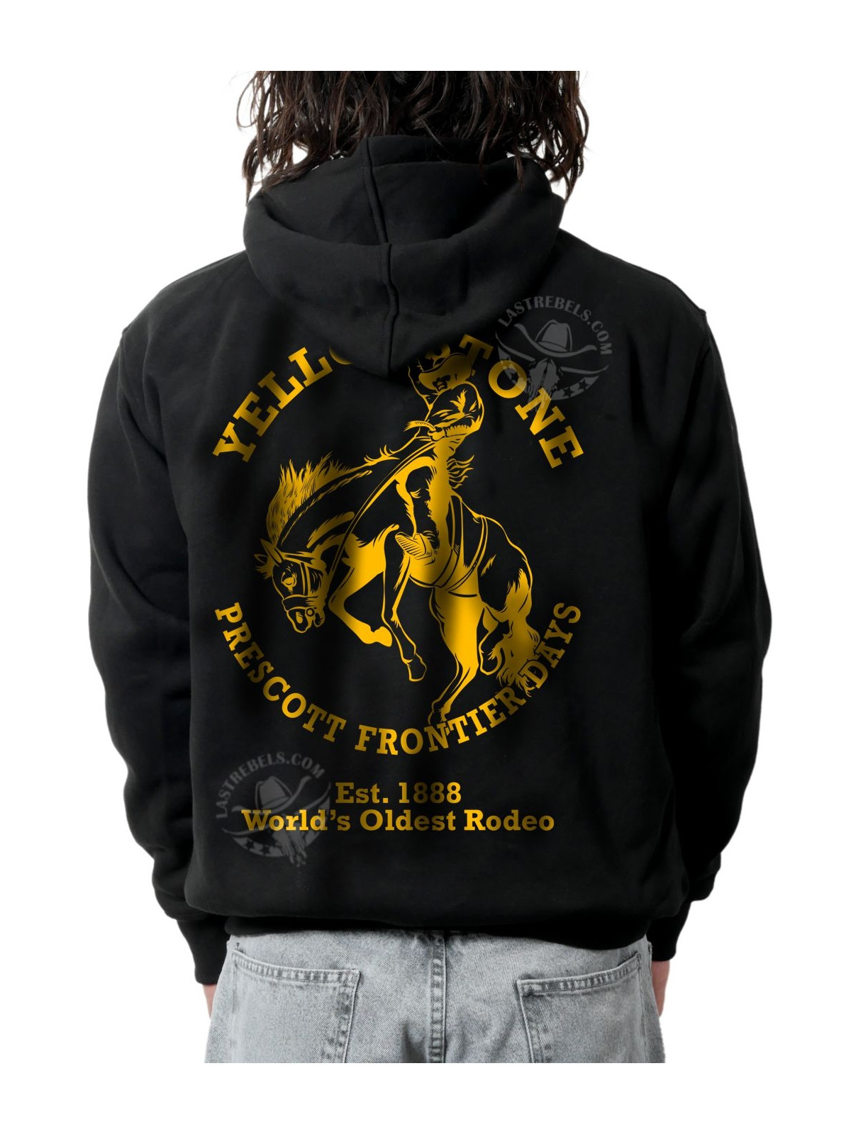 Sweat zippé danse-country homme Yellowstone & Prescott Rodeo – LAST REBELS - Impression dos