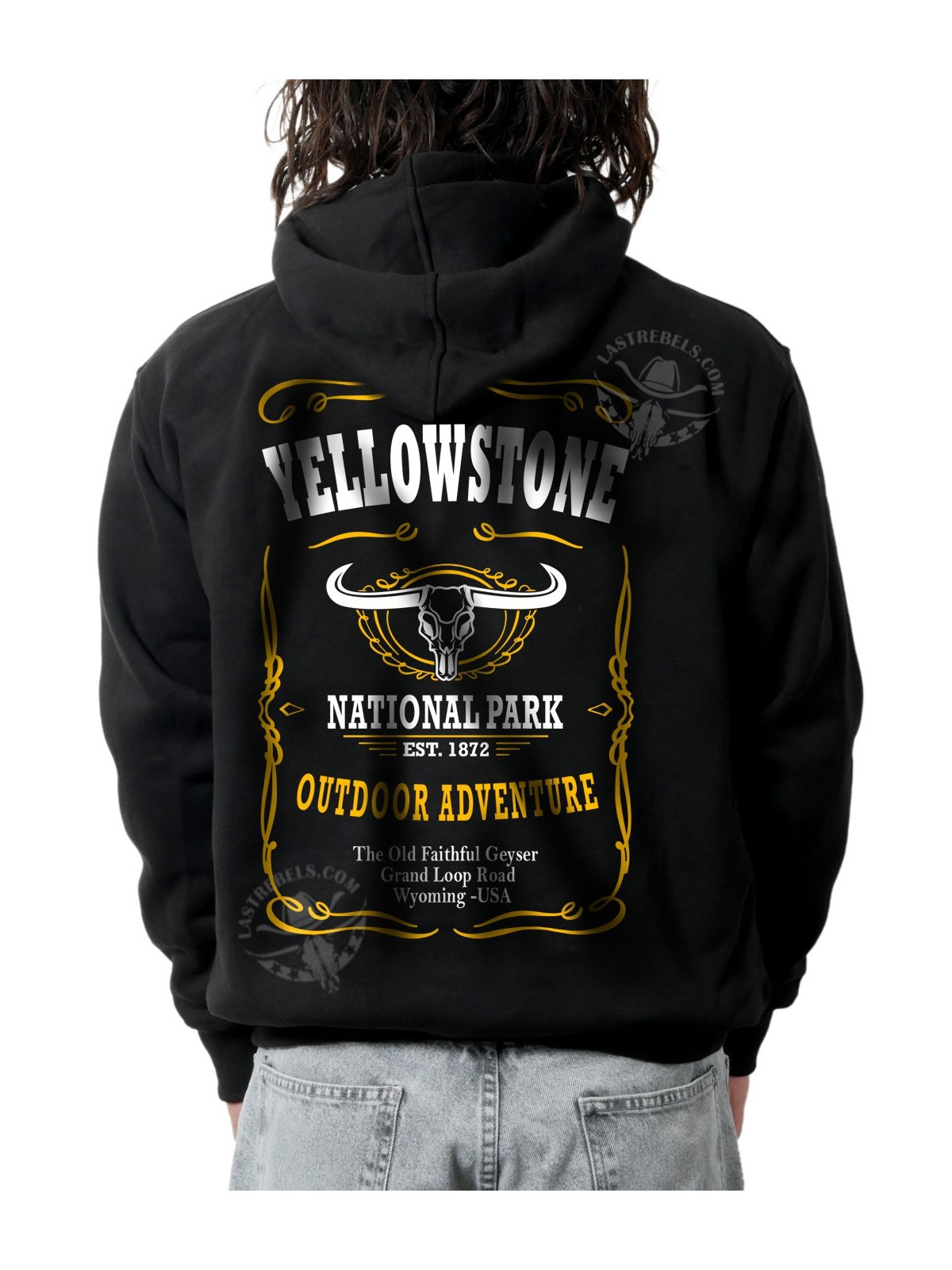 Sweat zippé danse-country homme Yellowstone & Longhorn – LAST REBELS - Impression dos