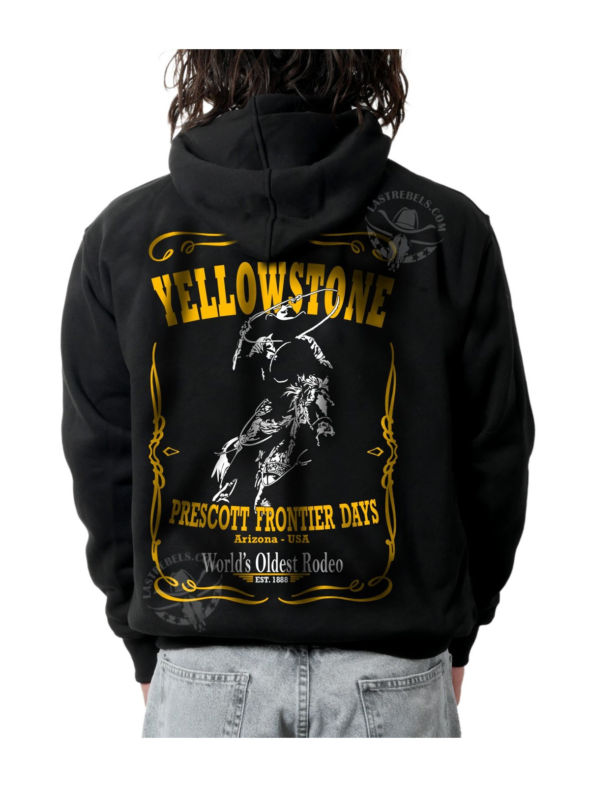 Sweat zippé danse-country homme Yellowstone & légende de Prescott – LAST REBELS - impression dos