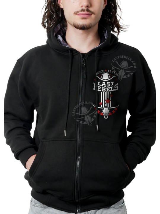Sweat zippé danse-country homme Southern Sounds sudiste – LAST REBELS - Vue de face Sweat zippé danse-country homme Southern Sounds sudiste – LAST REBELS - Vue de face