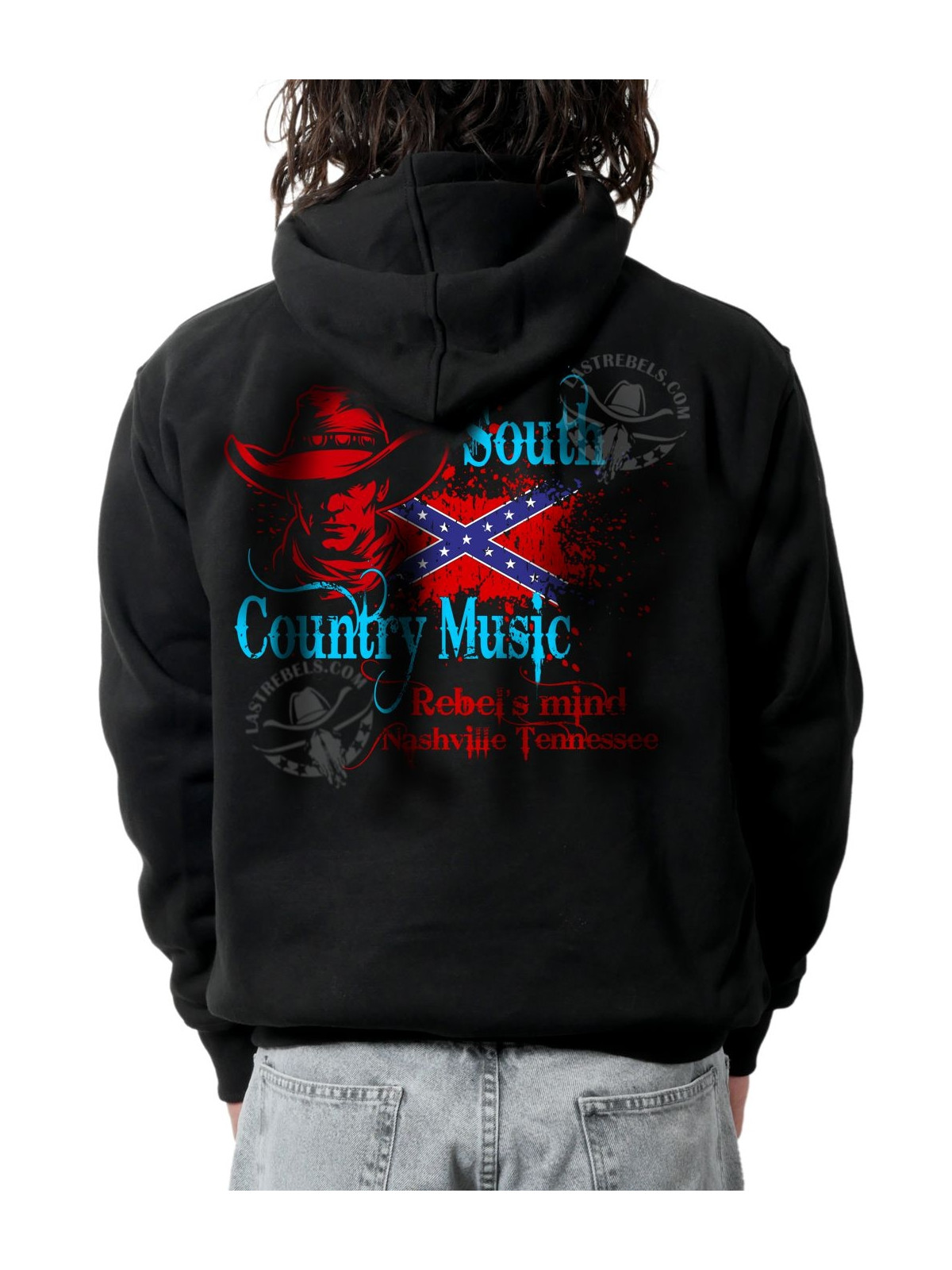 Sweat zippé danse-country homme South Country Music – LAST REBELS - Impression dos