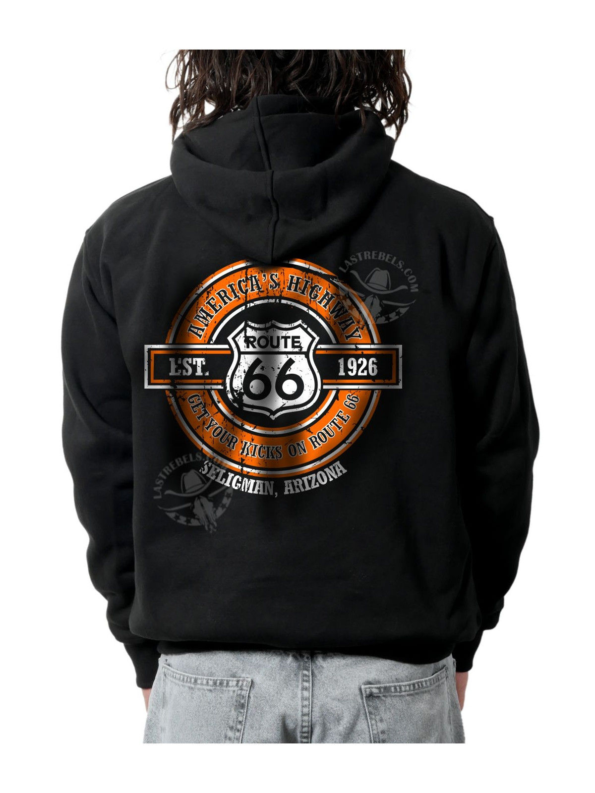 Sweat zippé danse-country homme Route 66 & Get Your Kicks – LAST REBELS - Impression dos