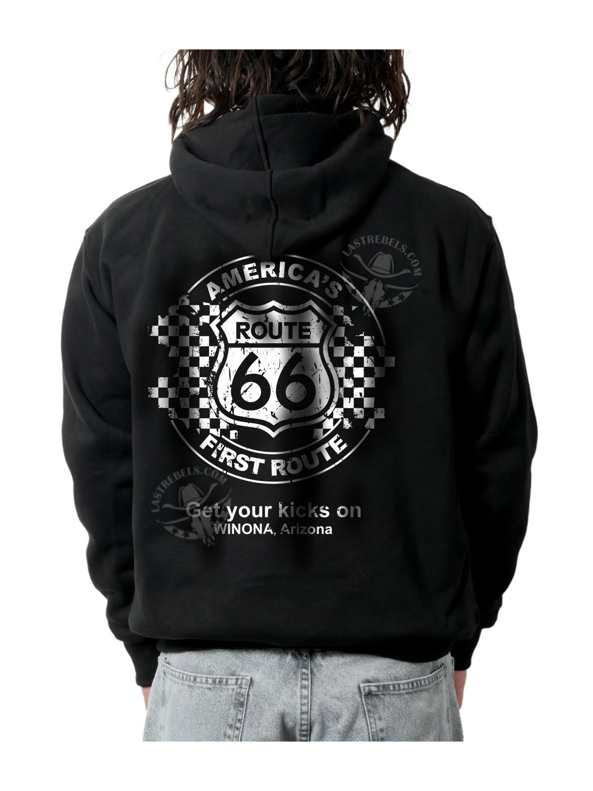 Sweat zippé danse-country homme Route 66 première route – LAST REBELS - Impression dos