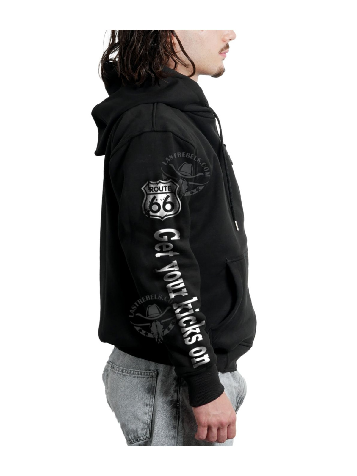 Sweat zippé danse-country homme Route 66 Highway USA – LAST REBELS - Manche droite