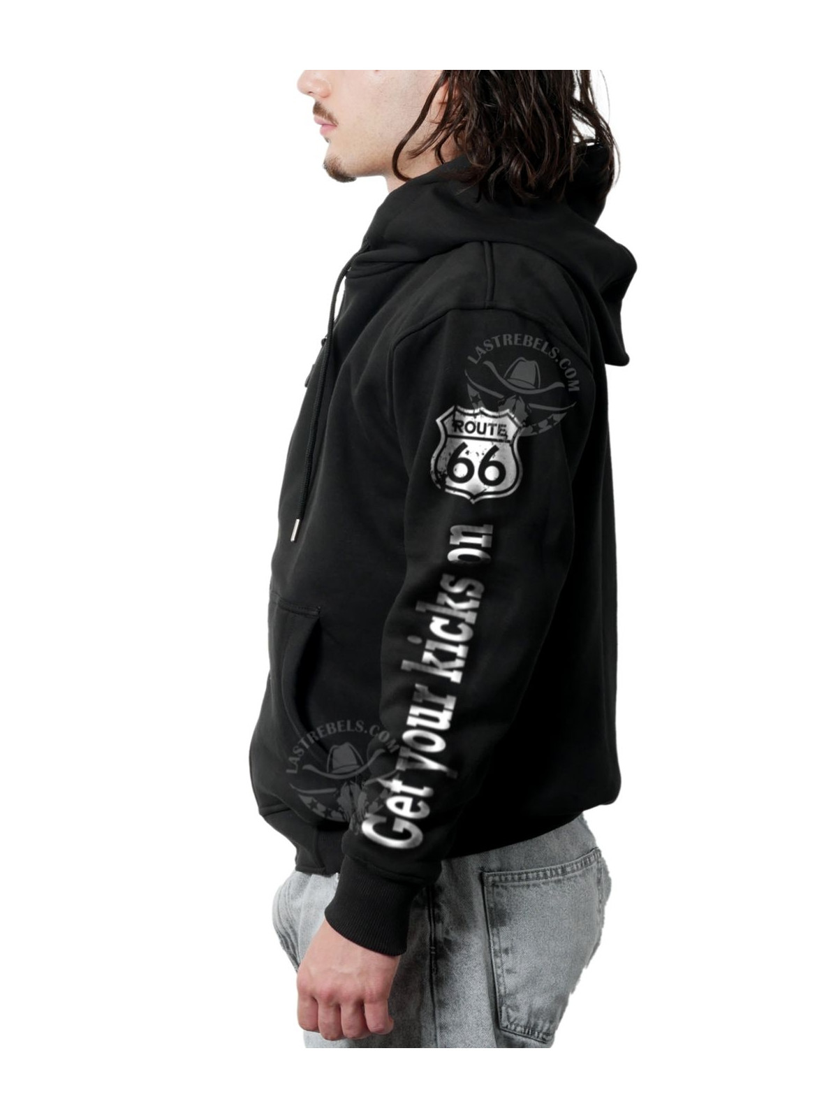 Sweat zippé danse-country homme Route 66 Highway USA – LAST REBELS - Manche gauche