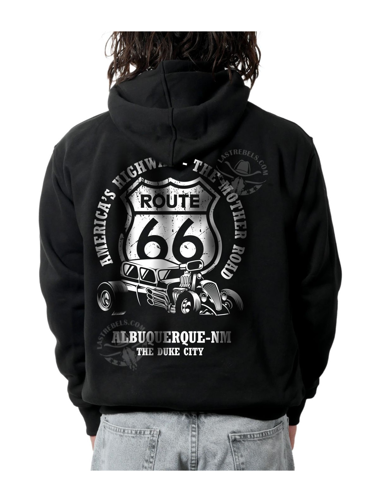Sweat zippé danse-country homme Route 66 Highway USA – LAST REBELS - Impression dos