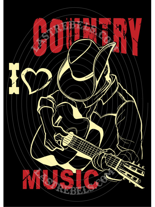 Polo homme danse country I ❤ Country Music – LAST REBELS - Motif exclusif