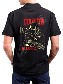 Polo homme danse country I ❤ Country Music – LAST REBELS - Impression  - Impression dos