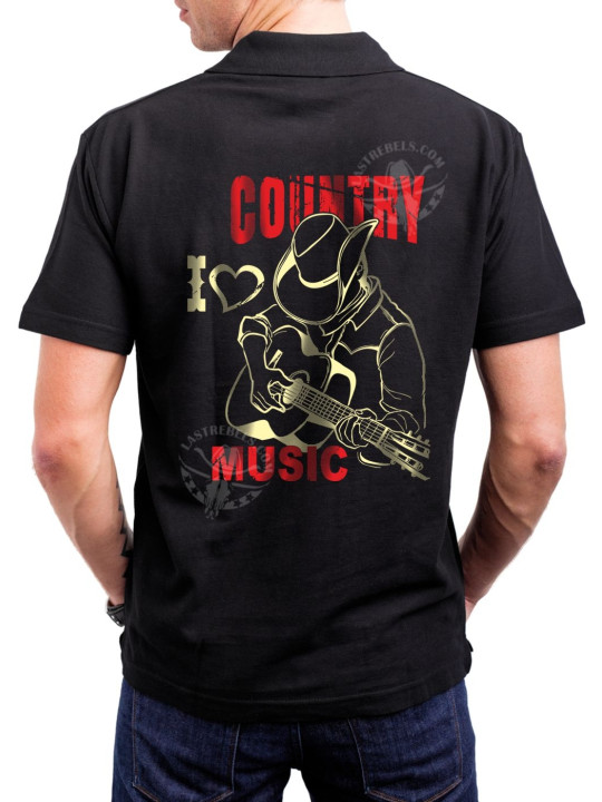Polo homme danse country I ❤ Country Music – LAST REBELS - Impression  - Impression dos