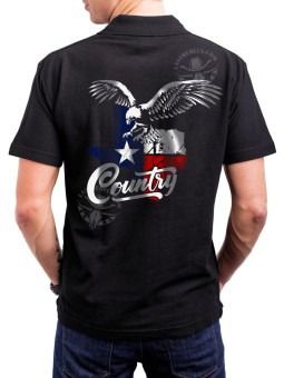 Polo homme country aigle & drapeau Texas – LAST REBELS - Impression dos