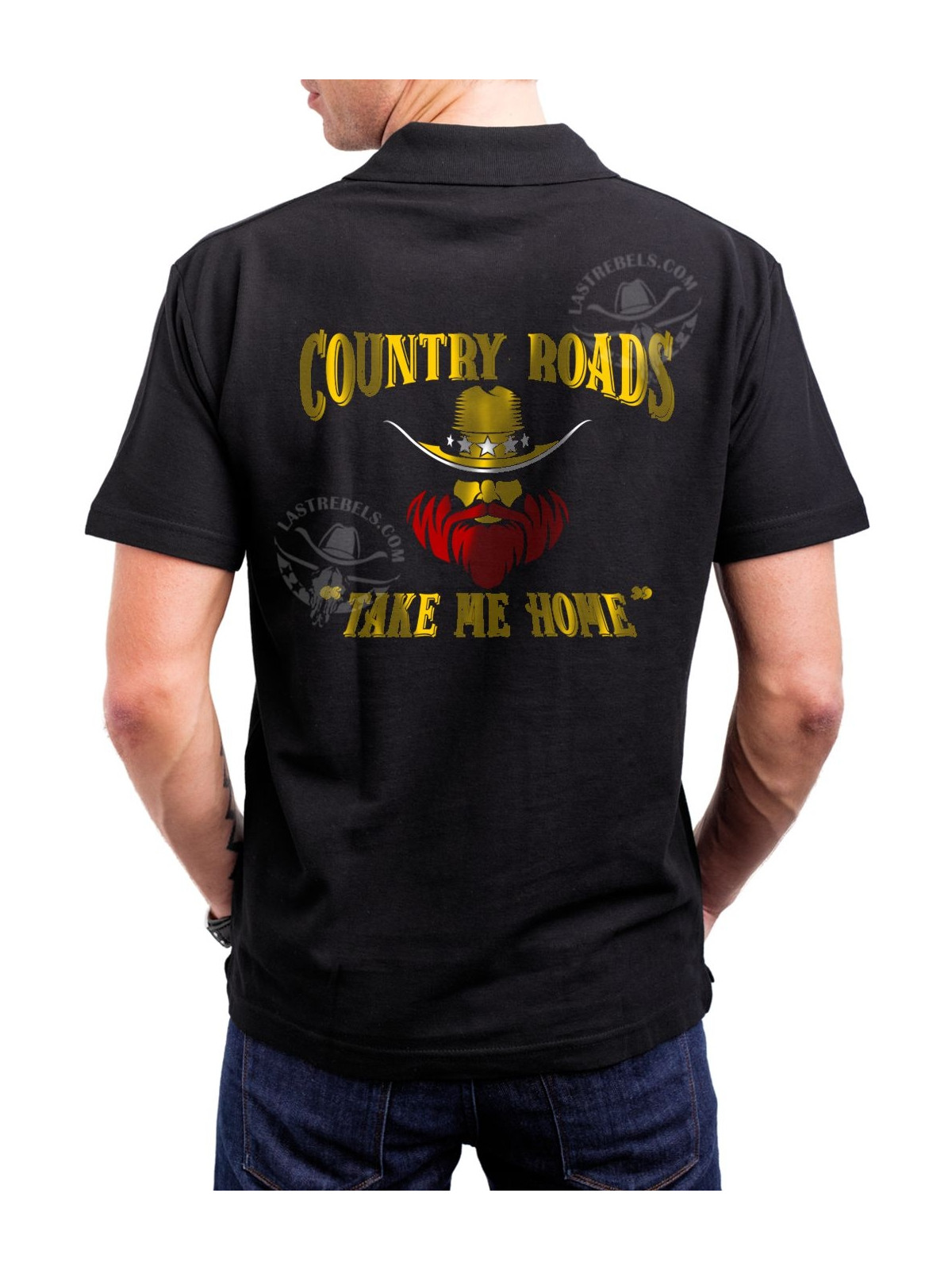 Polo homme danse-country "Country Roads" – LAST REBELS - Impression dos