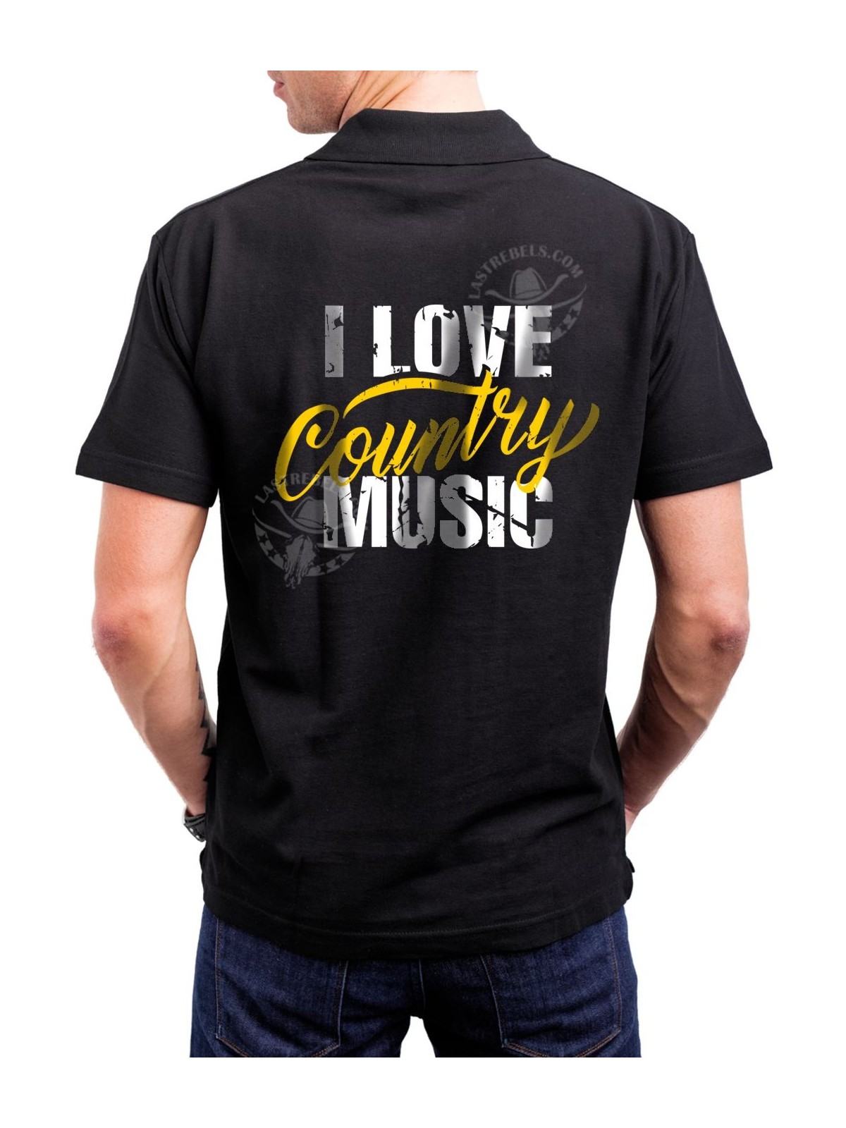 Polo homme danse-country I Love Country Music – LAST REBELS - impression dos