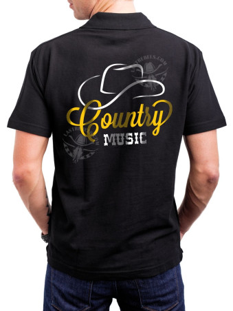 Polo homme danse-country Country Music & chapeau – LAST REBELS - Impression dos