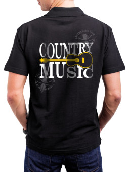 Polo homme danse-country Country Music & guitare – LAST REBELS - Impression dos