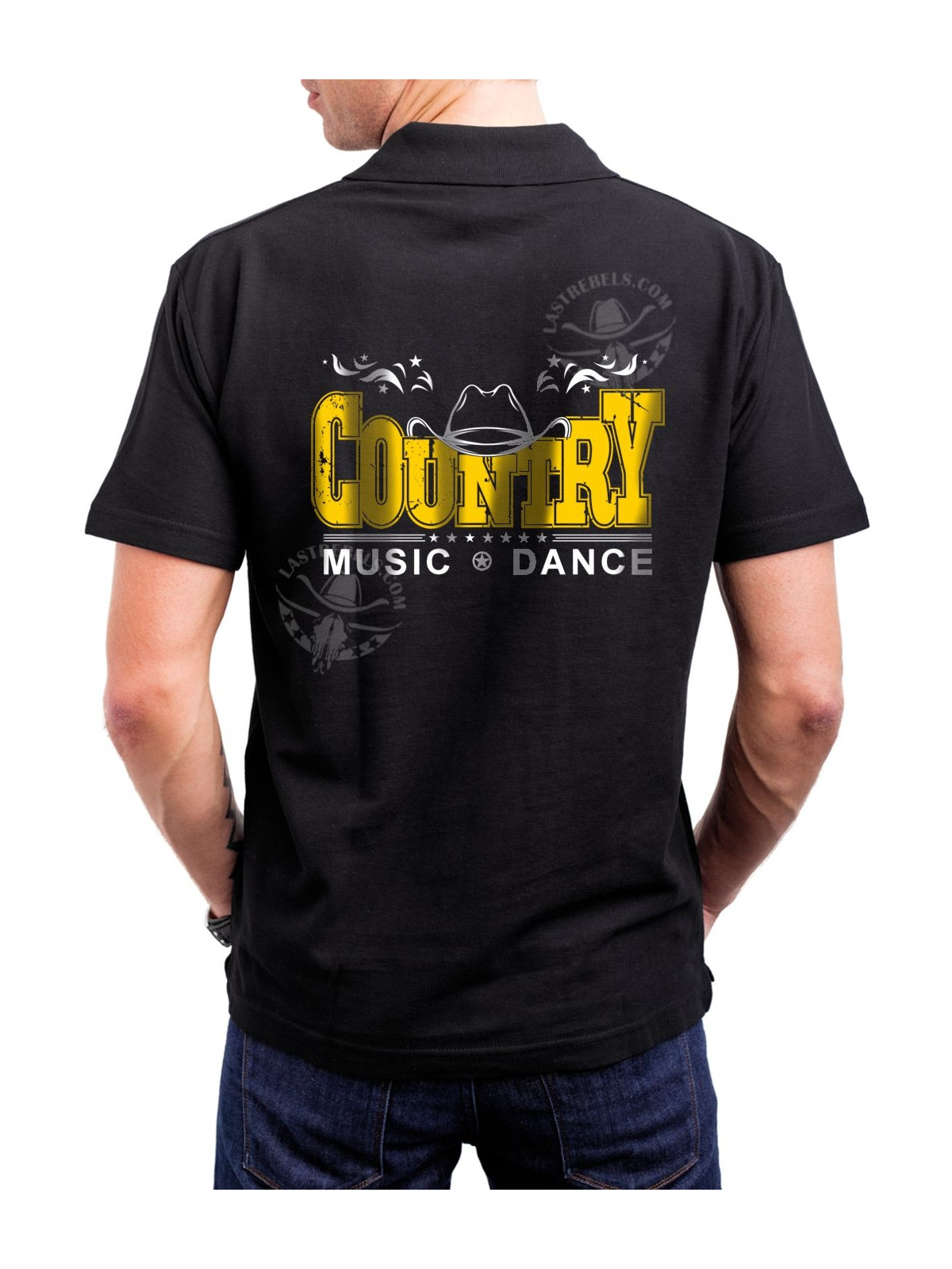Polo homme danse-country Music & Dance – LAST REBELS - Impression dos