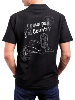 Polo homme danse-country "Je peux pas, j'ai Country" – LAST REBELS - Impression dos