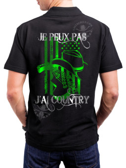 Polo homme danse-country "Je peux pas, j’ai Country" USA – LAST REBELS - Impression dos