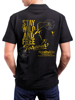 Polo homme danse-country cowboy libre & indomptable – LAST REBELS - Impression dos