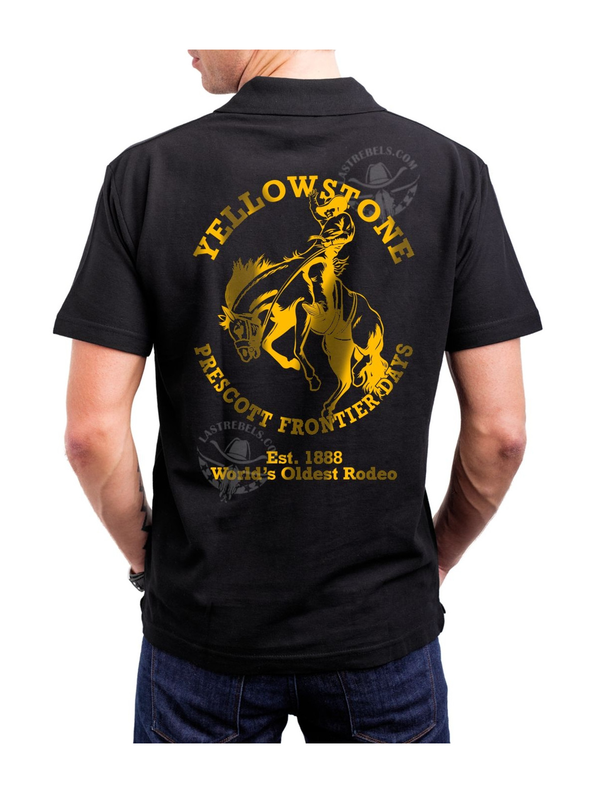 Polo homme danse-country Yellowstone & Rodéo Prescott – LAST REBELS - Impression dos