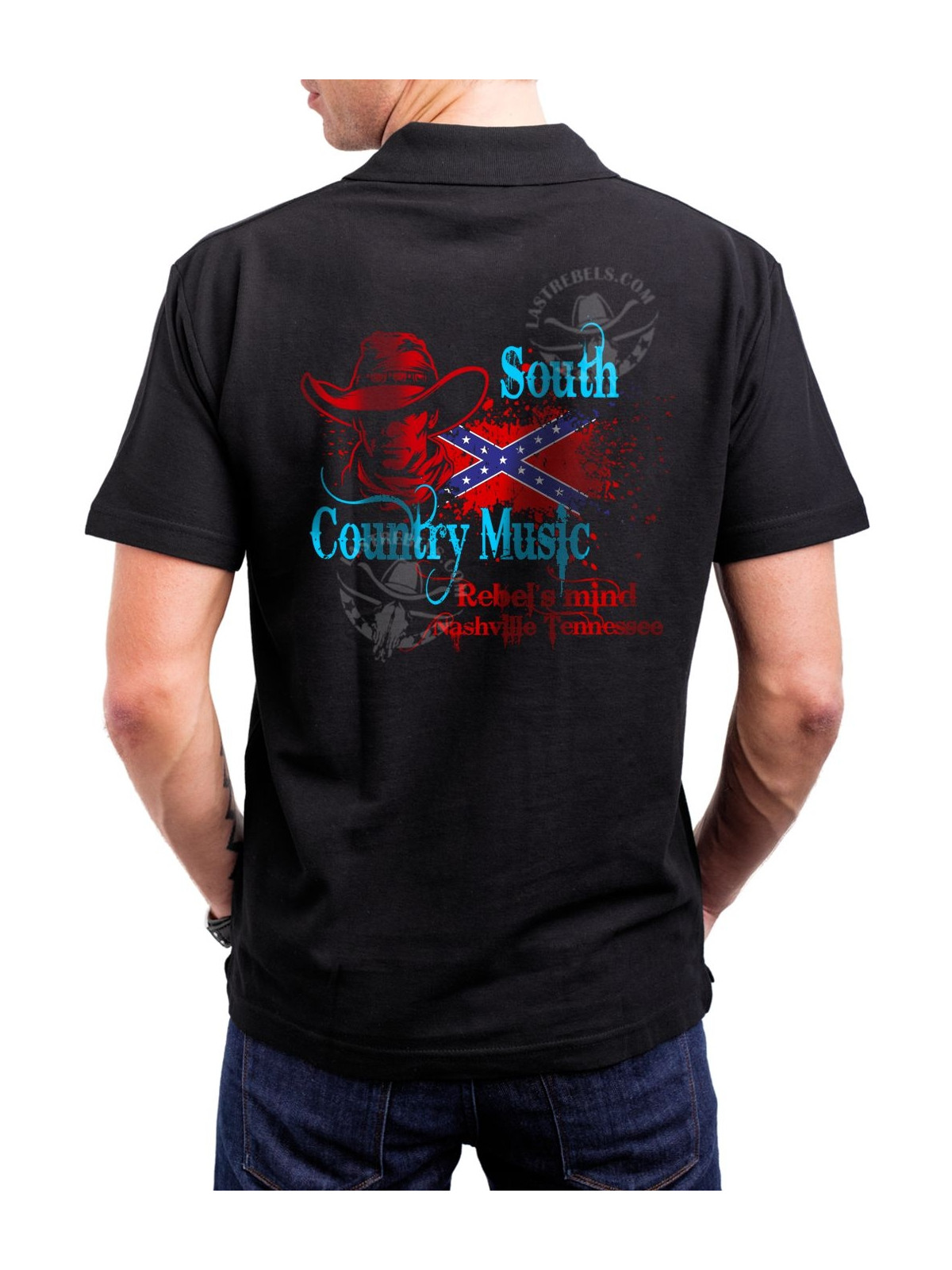Polo homme danse-country South Country Music – LAST REBELS - Impression dos