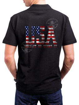 Polo homme danse-country USA & drapeau américain – LAST REBELS - Impression dos