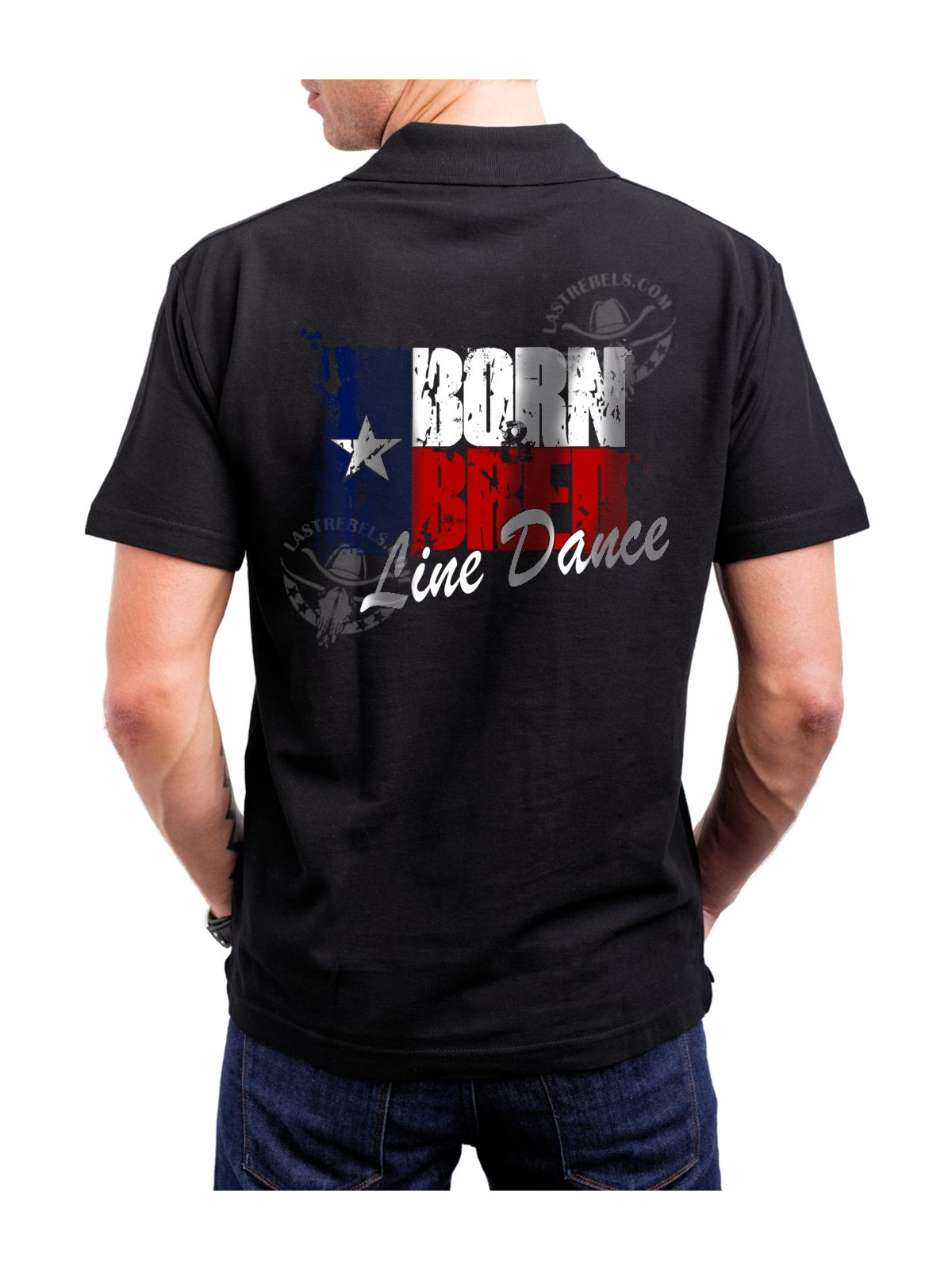Polo homme danse-country Born and Bred Line Dance – LAST REBELS - Impression dos