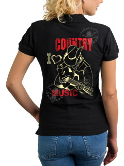 Polo femme I ❤ Country Music – LAST REBELS - Impression dos