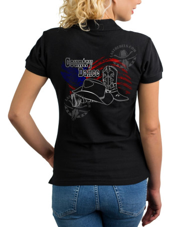 Polo femme Country USA avec bottes et chapeau – LAST REBELS - Impression dos