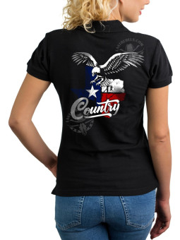 Polo femme aigle USA et drapeau Texas – LAST REBELS - Impression dos