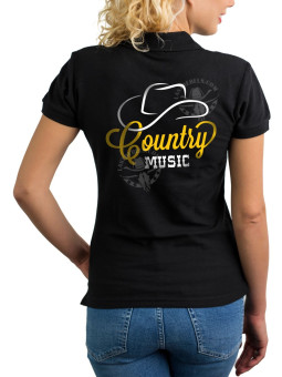 Polo femme Country Music & chapeau cowboy – LAST REBELS - Impression dos