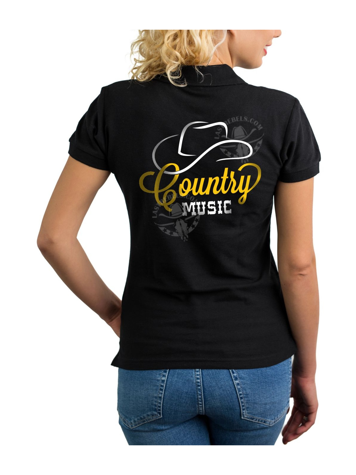 Polo femme Country Music & chapeau cowboy – LAST REBELS - Impression dos