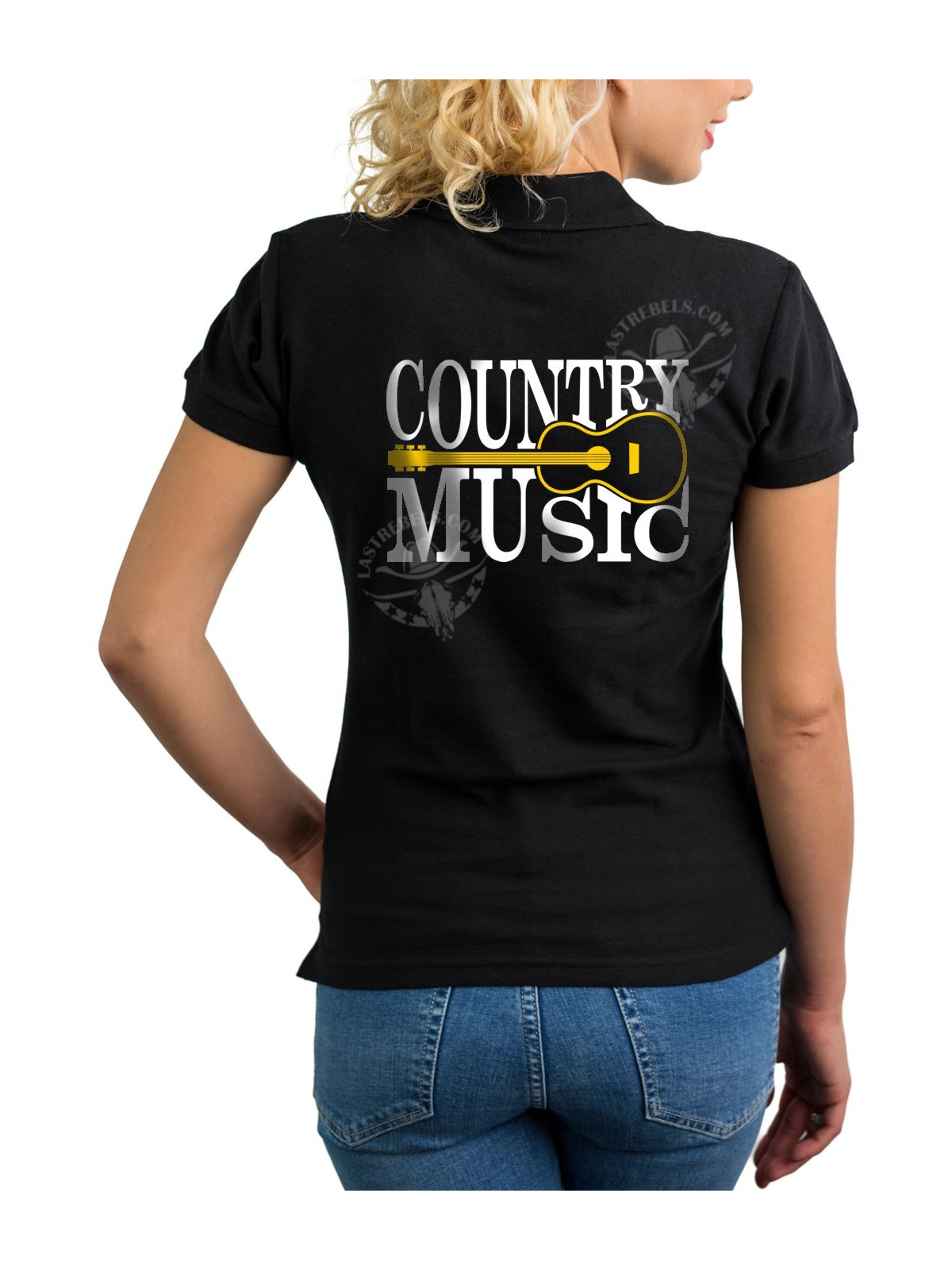 Polo femme Country Music & guitare folk – LAST REBELS - Impression dos