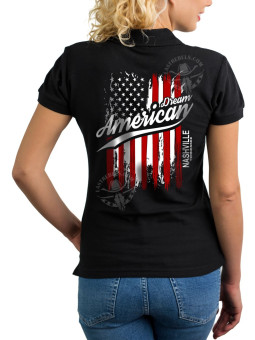 Polo femme Rêvons d’Amérique & drapeau USA – LAST REBELS - Impression dos