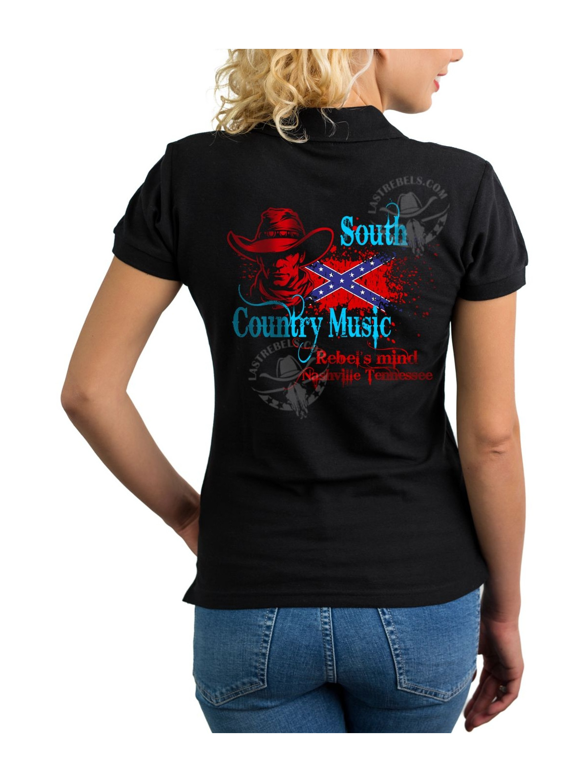 Polo femme South Country Music & cowboy – LAST REBELS - impression dos