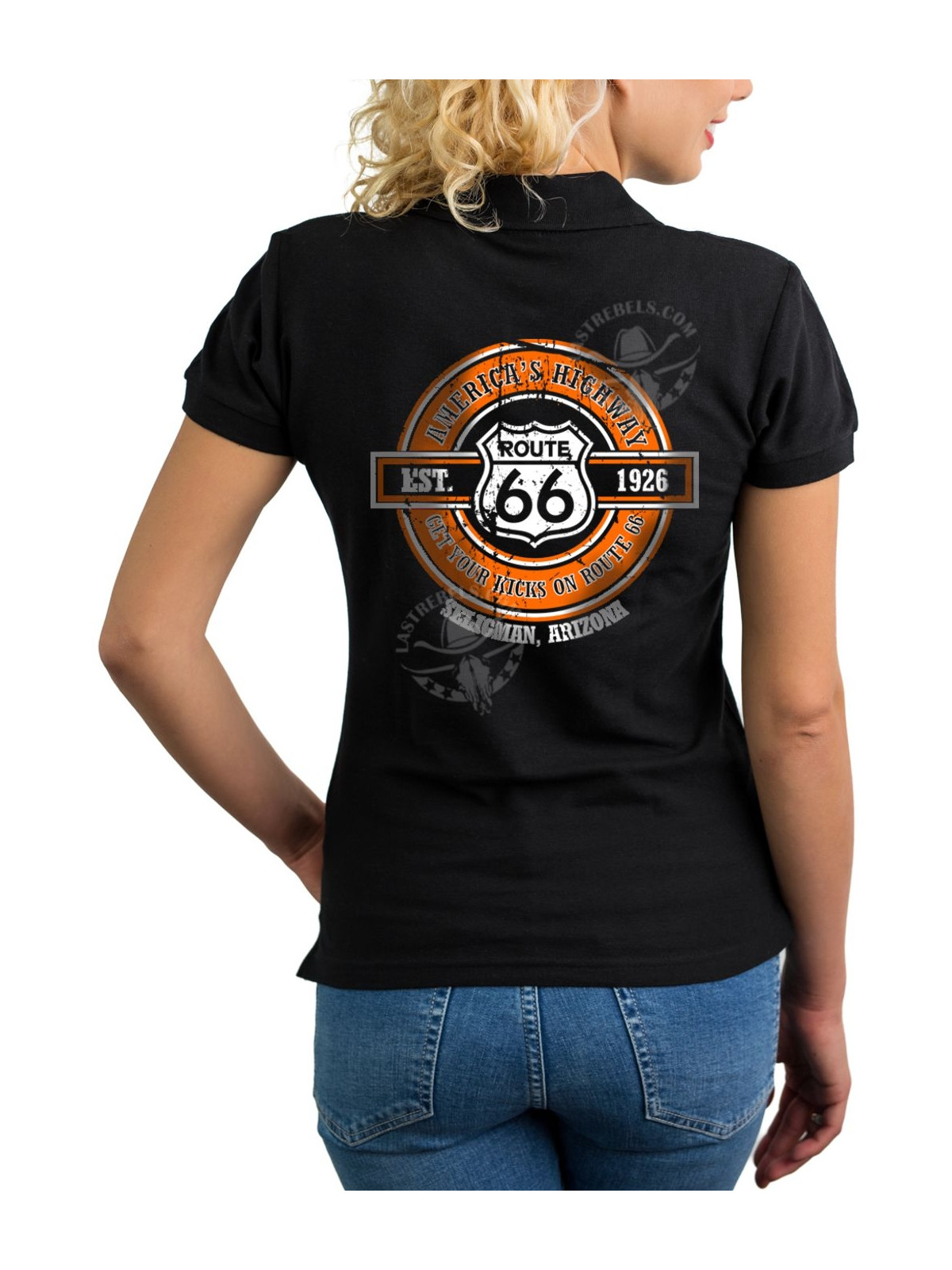 Polo femme Route 66 & American Highway – LAST REBELS - Impression dos