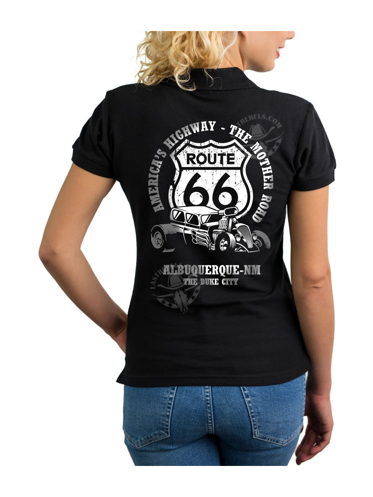Polo femme Route 66 America’s Highway – LAST REBELS - Impression dos