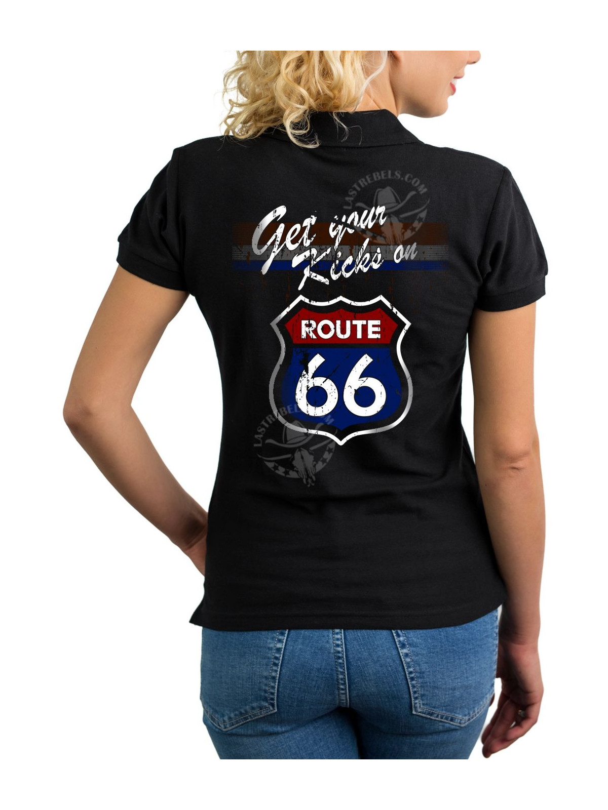 Polo femme Route 66 Get Your Kicks – LAST REBELS - Impression dos