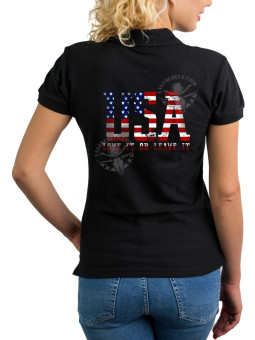 Polo femme USA & fierté américaine – LAST REBELS - Impression dos