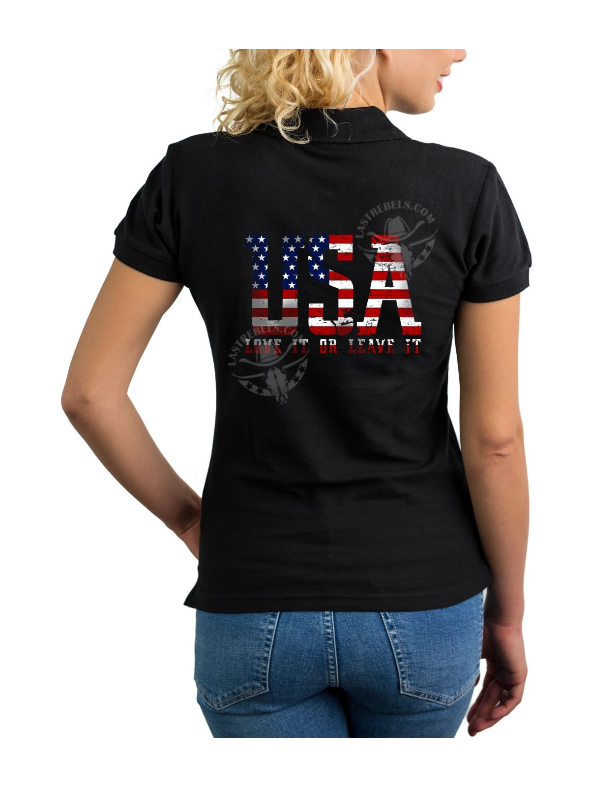 Polo femme USA & fierté américaine – LAST REBELS - Impression dos