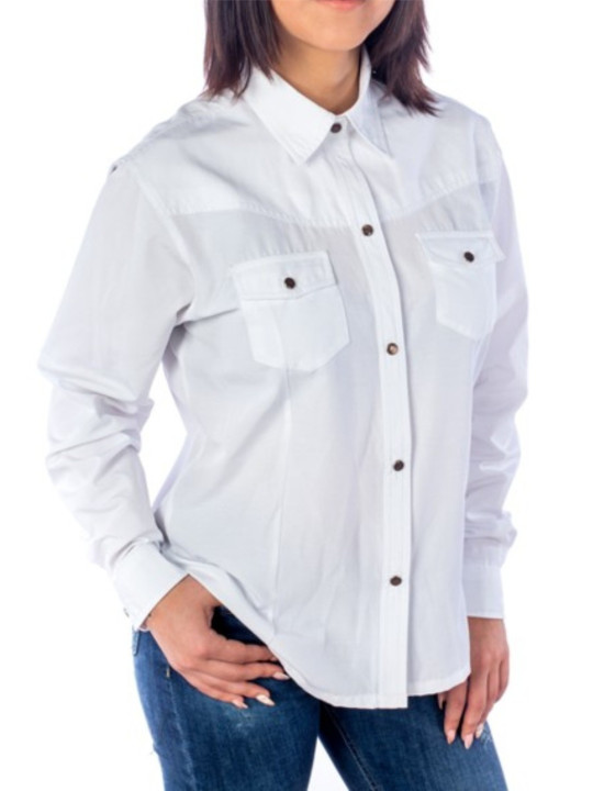 Chemise country western femme - blanche - face