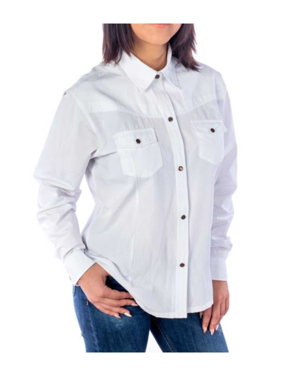 Chemise country western femme - blanche - face