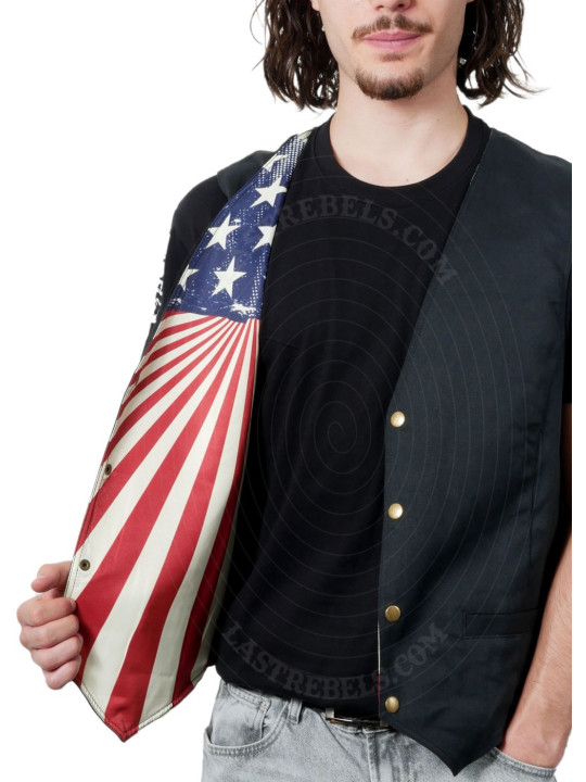 Gilet LAST REBELS / doublure drapeau américain