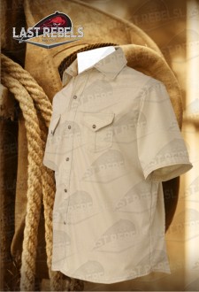 Chemise Country homme manches courtes 100% coton beige